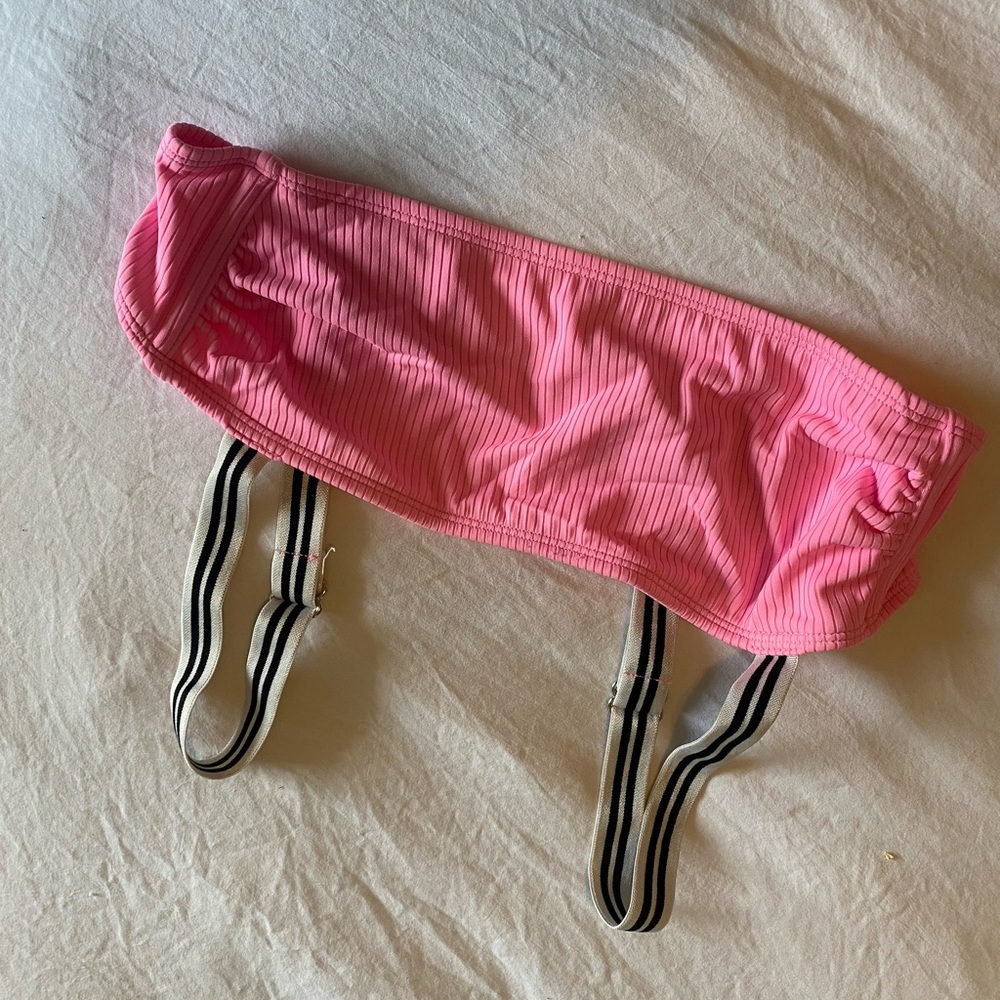 Pink Bandeau Top with Striped Straps